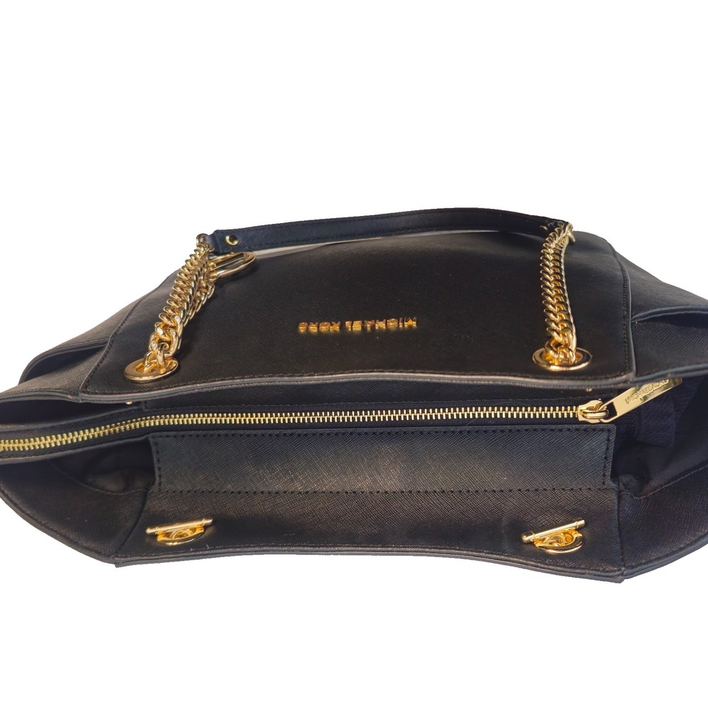 Michael Kors Jet Set Travel Tote Bag Large Chain Black Saffiano Leather NWT - Picture 13 of 16